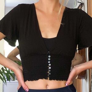 Buttoned Flared Sleeve Shirt